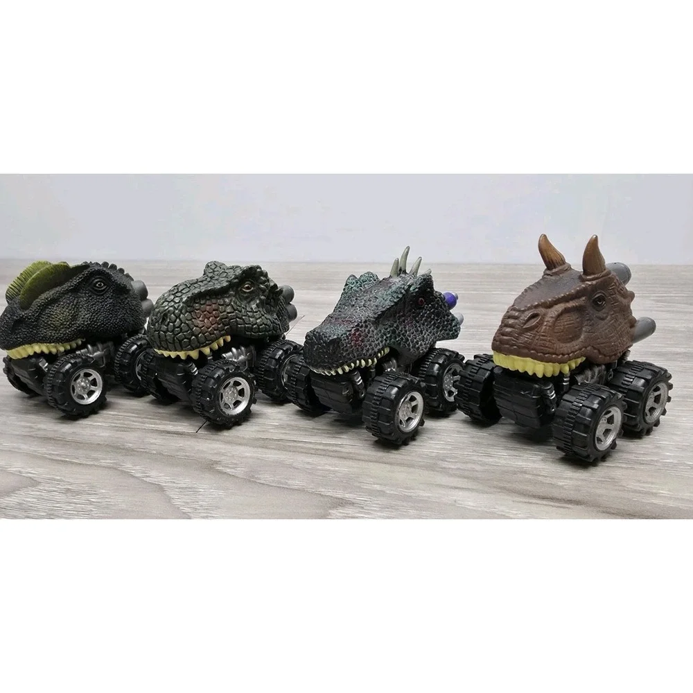 Dinosaur Monster Trucks Pull Back Trucks - Lot Of 4 - Tested